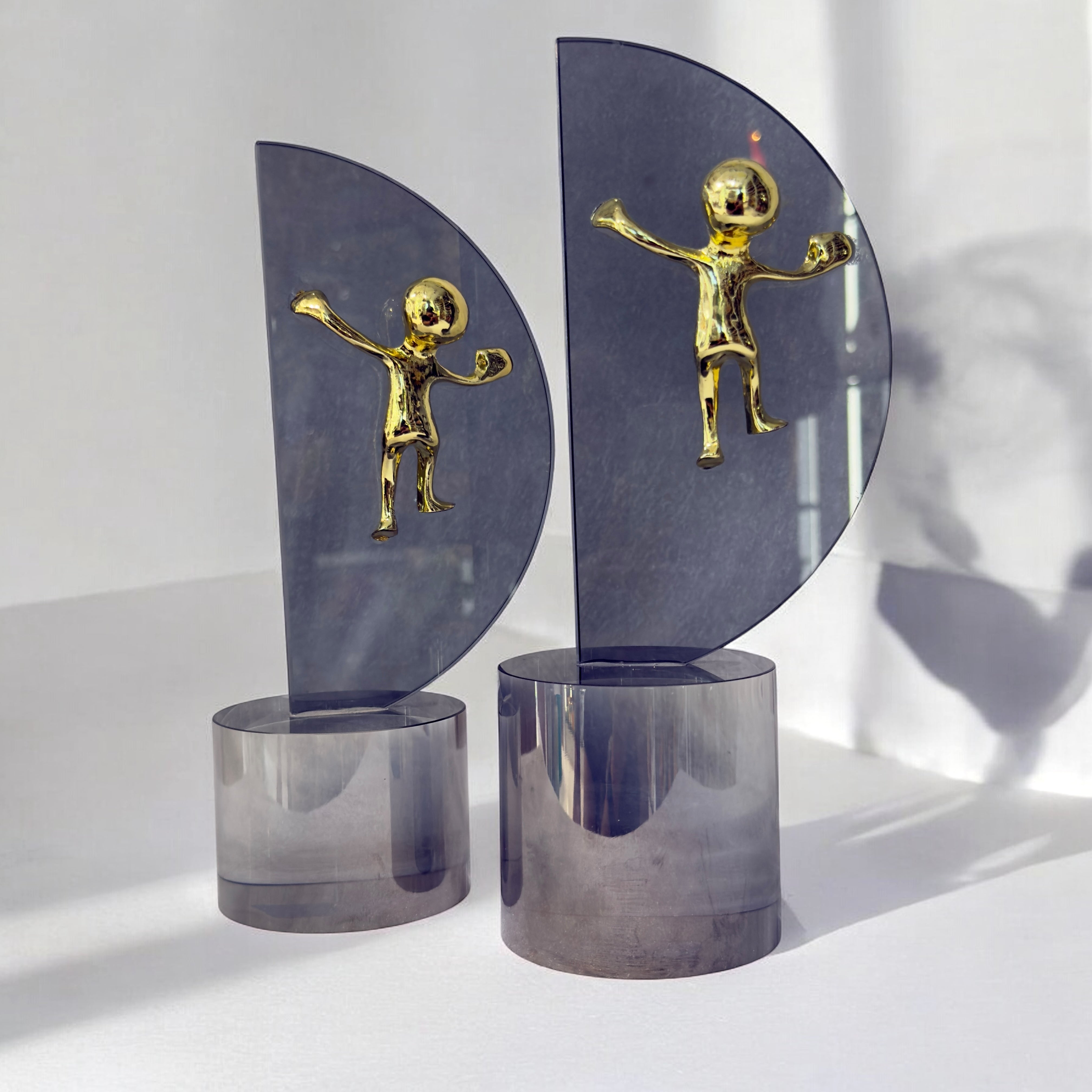 Golden Duo – Abstract Crystal & Iron Showpiece Set