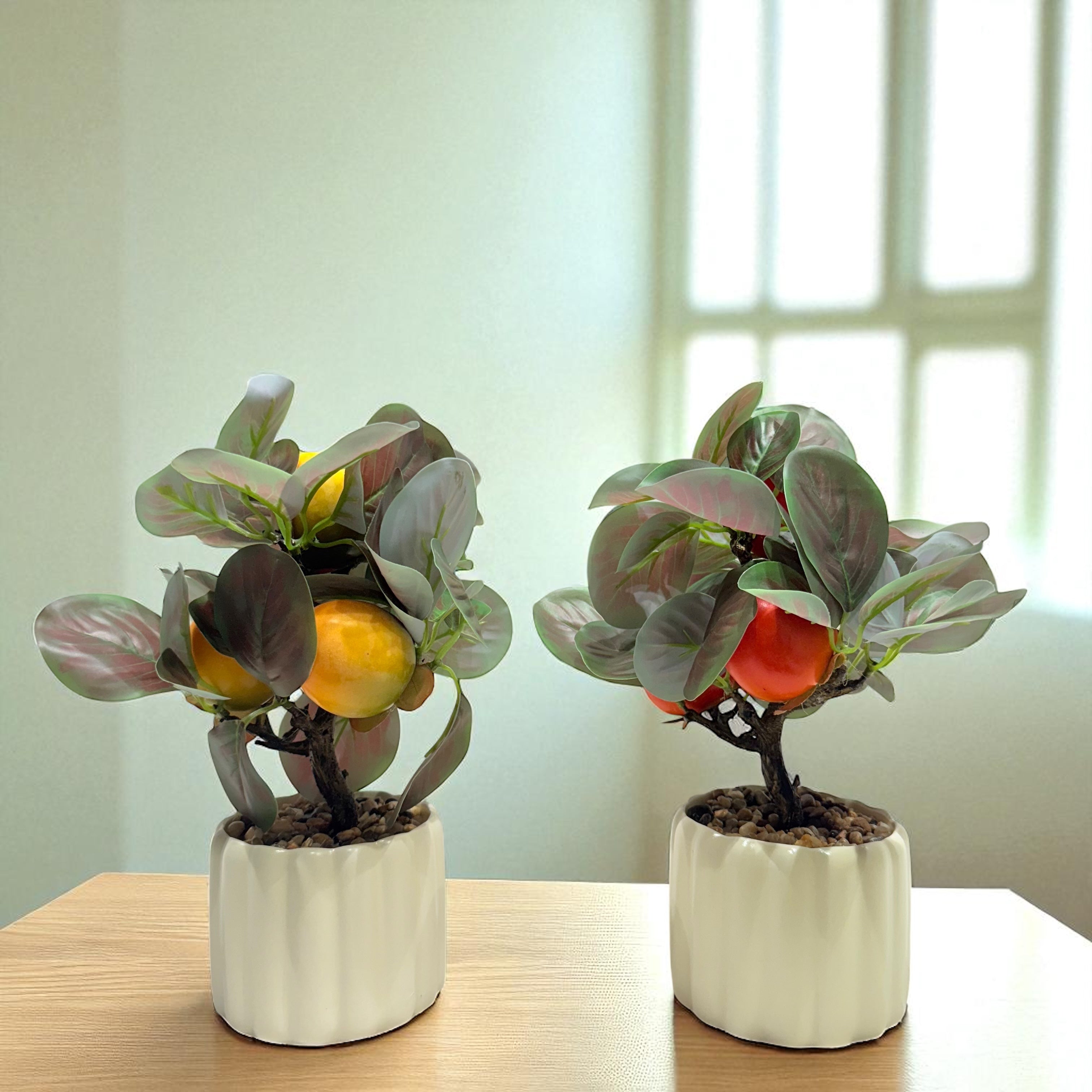 Mini Fruit Artificial Bonsai – Orange & Apple Edition