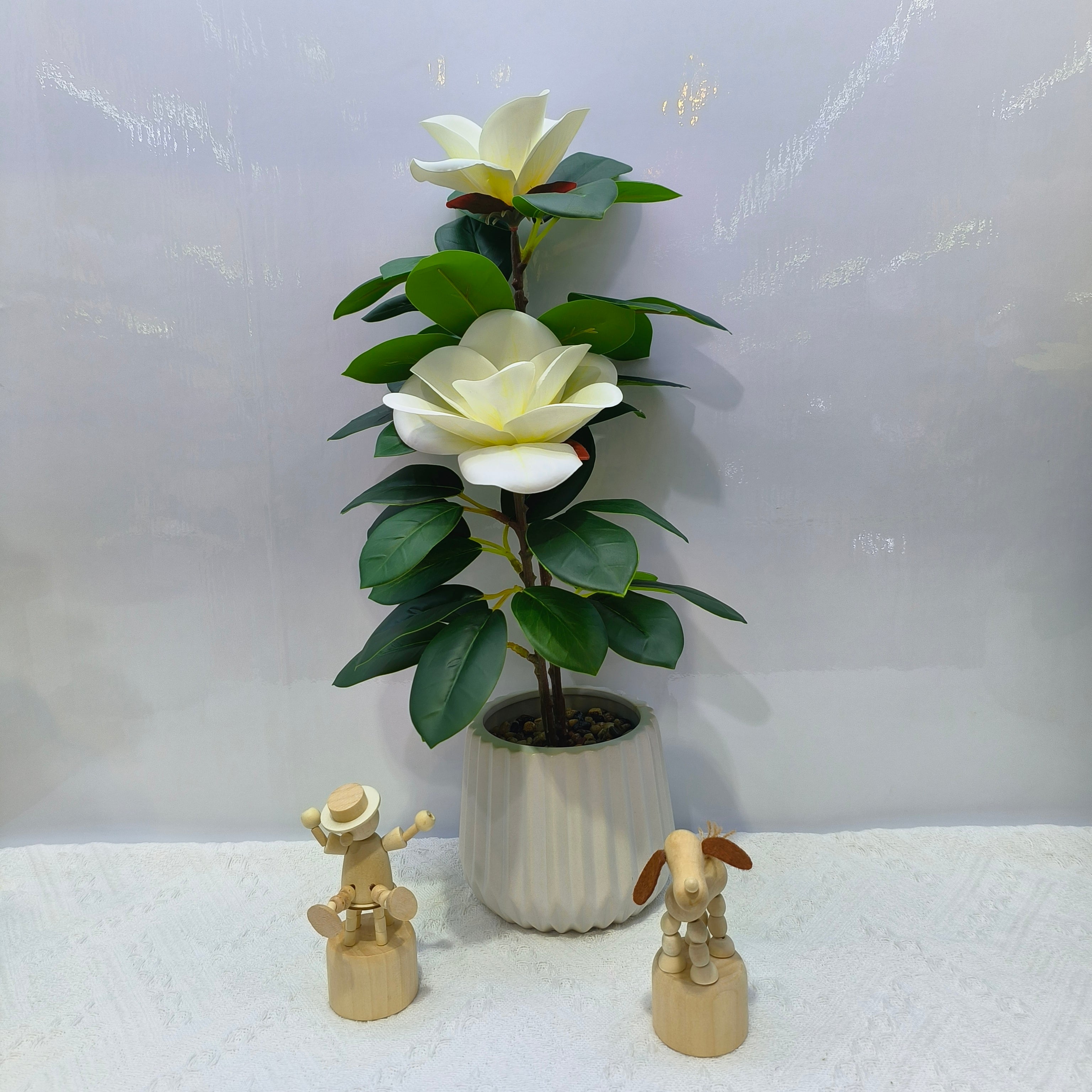 Lotus-Inspired Artificial Flower Plant - White