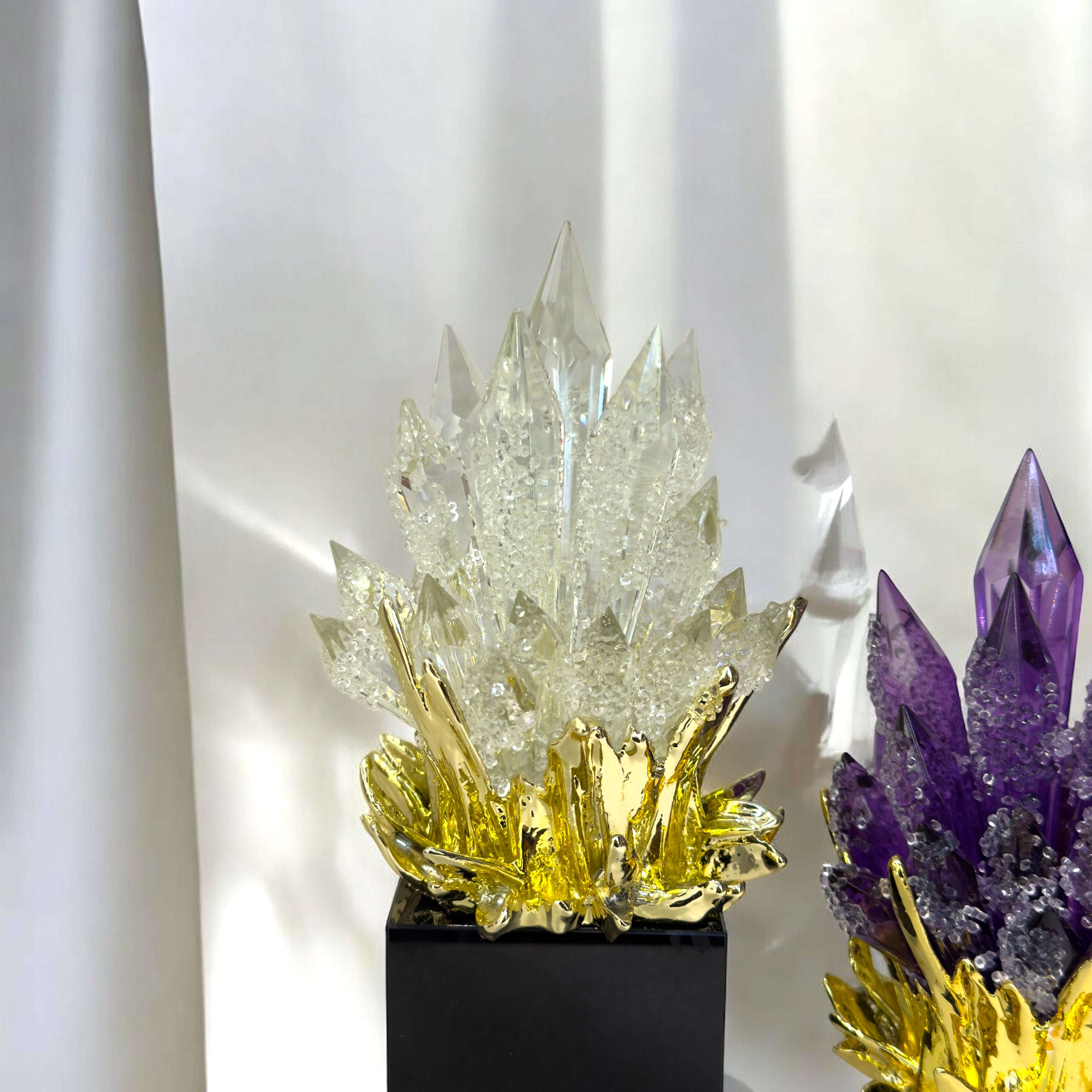 Volcanic Radiance – Crystal Flame Showpiece Set