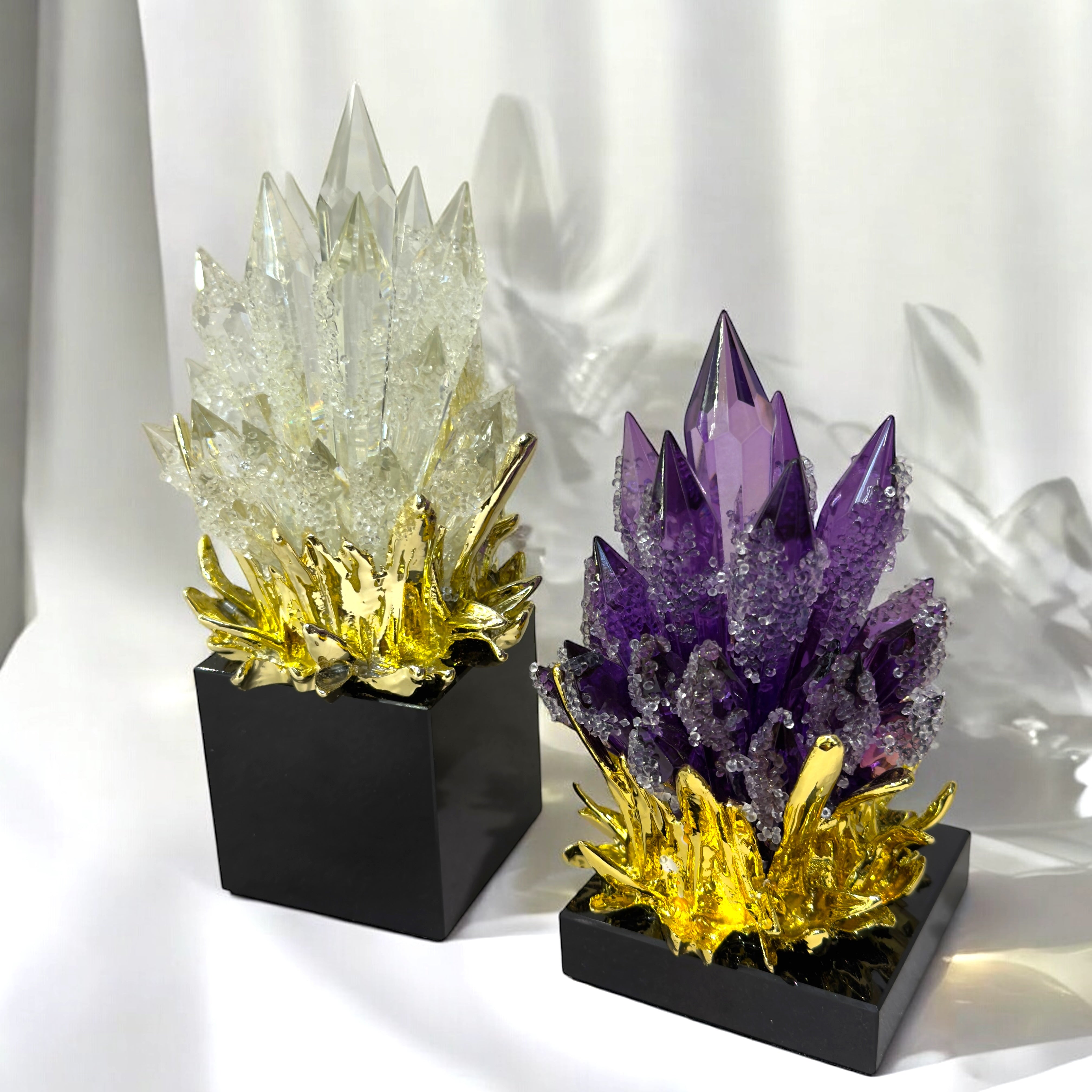 Volcanic Radiance – Crystal Flame Showpiece Set