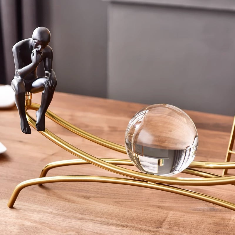 Thinker Balancing Crystal Globe Showpiece