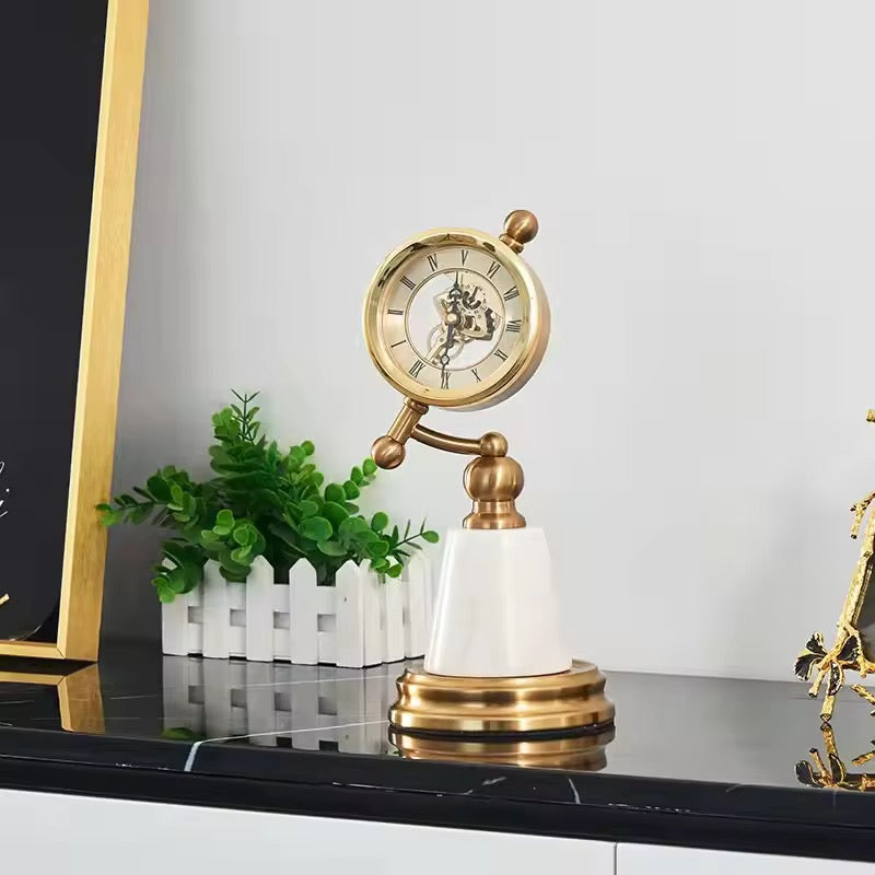 Antique Brass Table Clock Showpiece