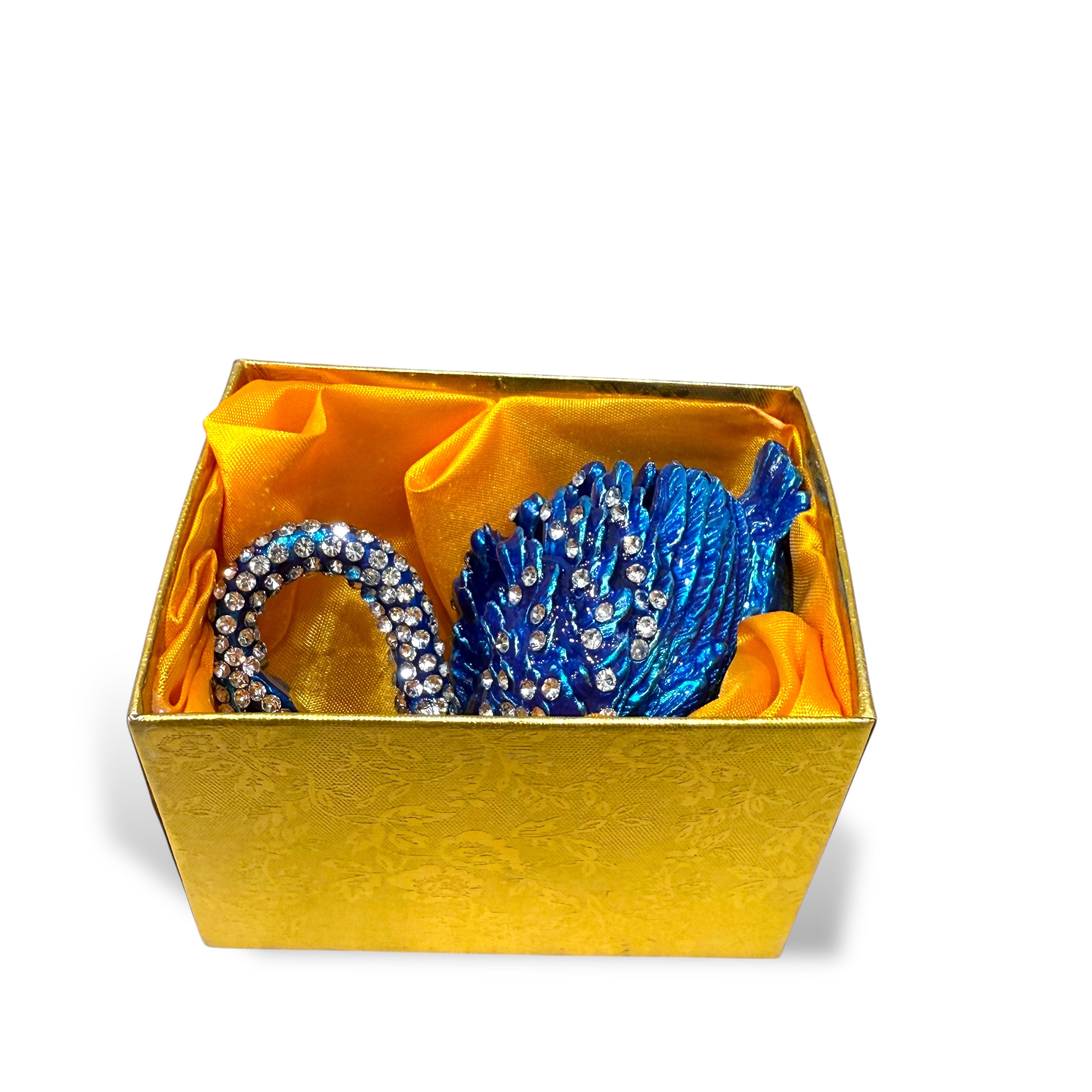 Elegant Blue Swan Trinket Box with Hidden Storage
