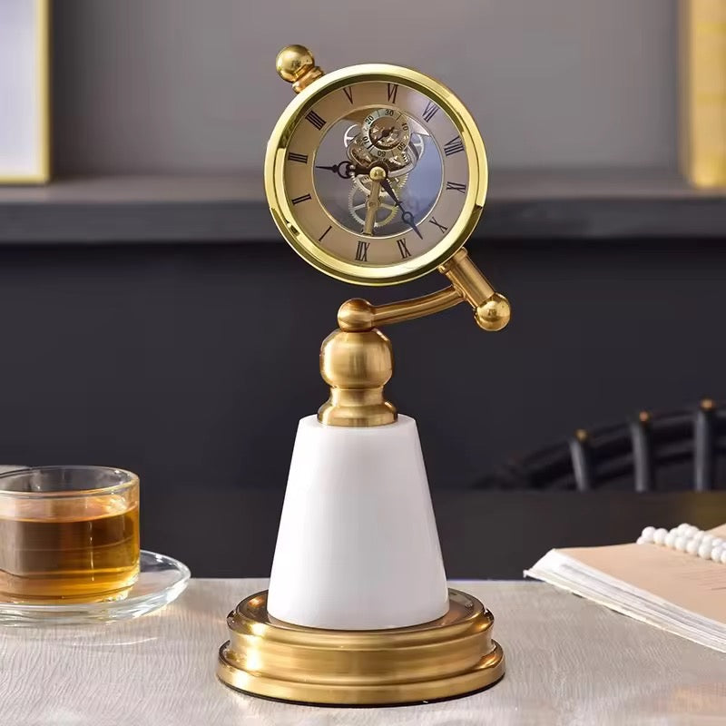 Antique Brass Table Clock Showpiece