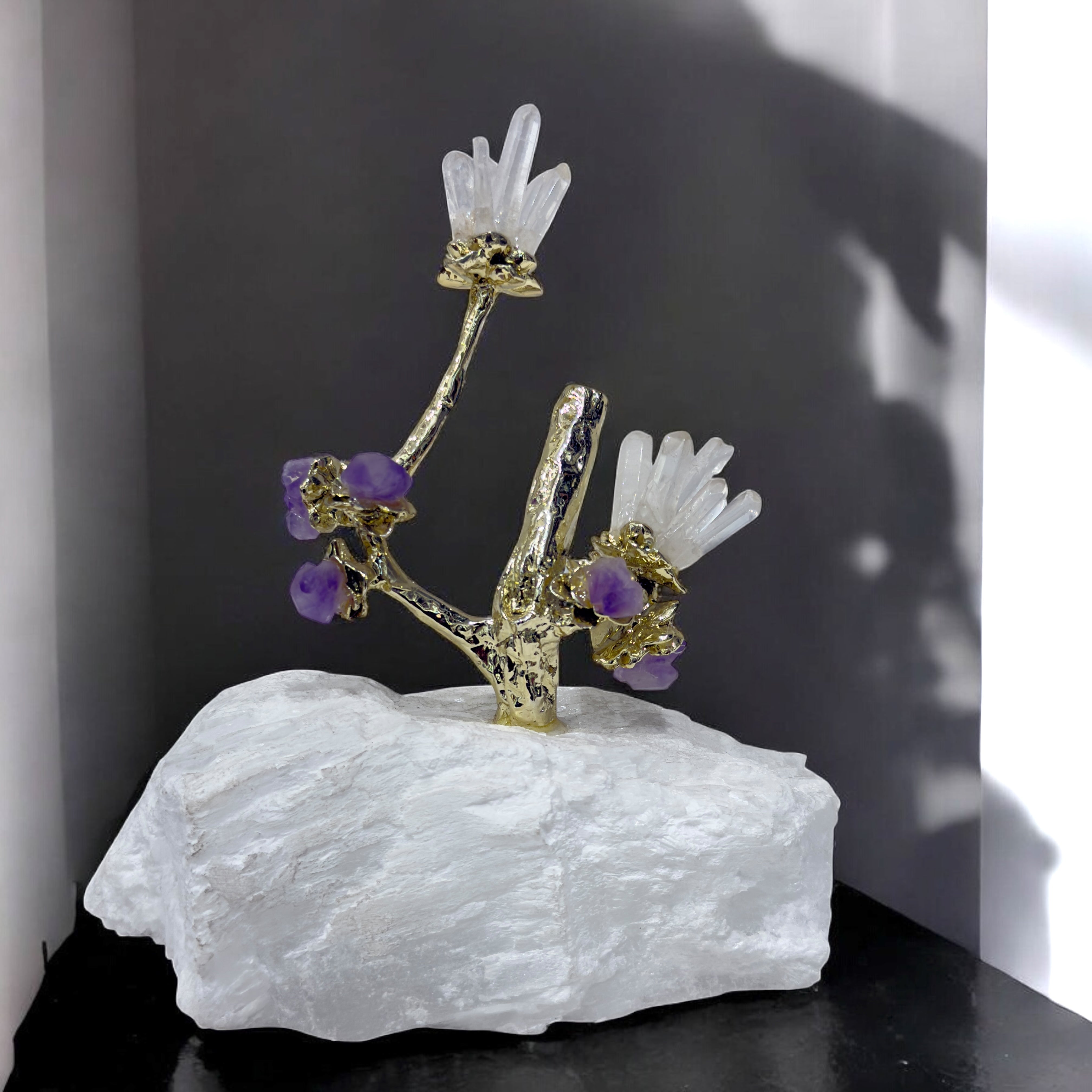 “Mystic Bloom – Amethyst & Quartz Crystal Tree”