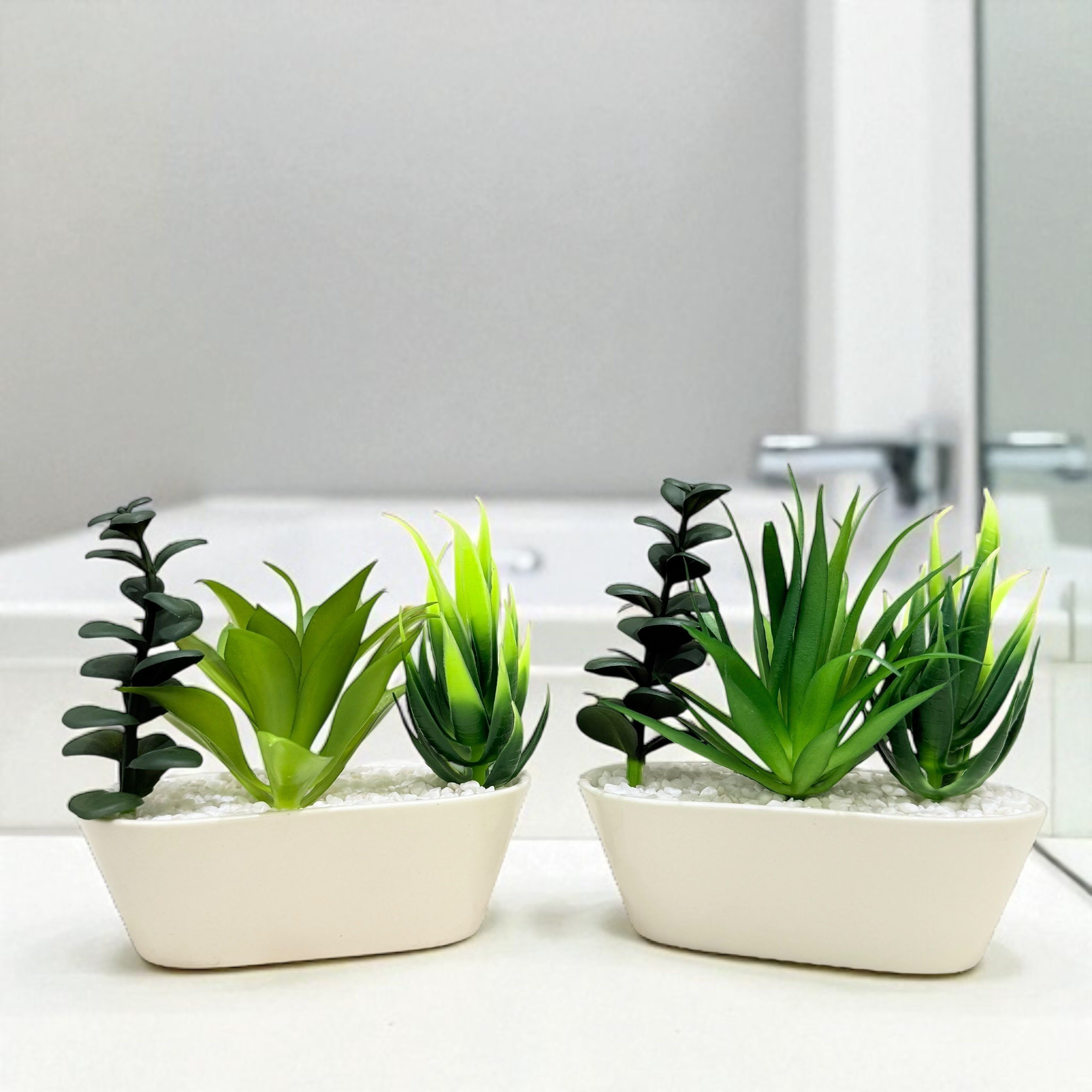 Elegant Duo Artificial Succulent Planter Set