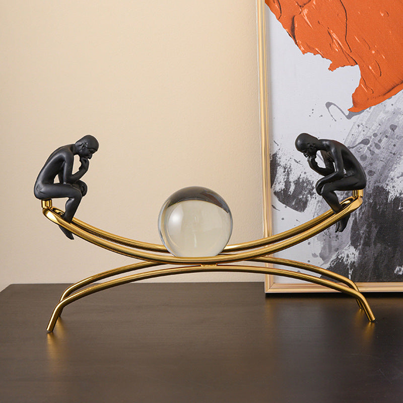 Thinker Balancing Crystal Globe Showpiece