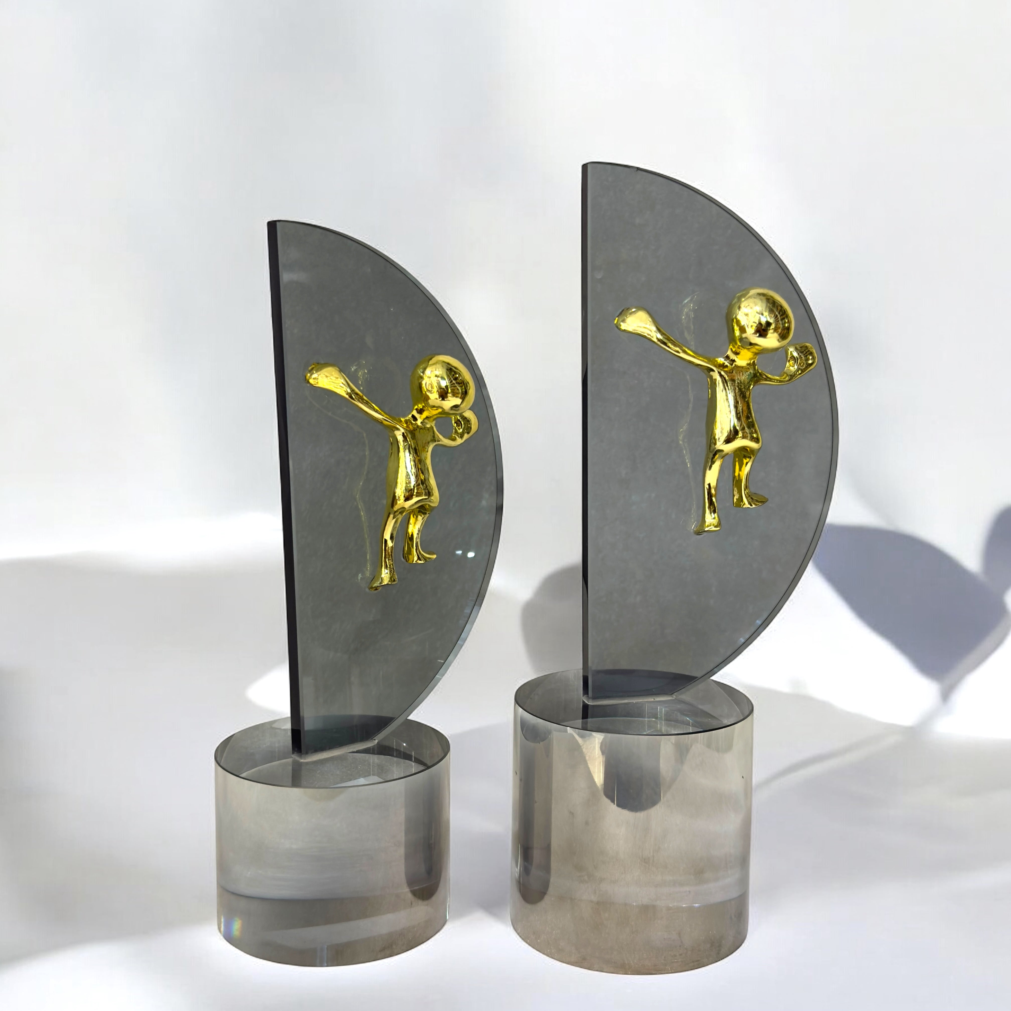 Golden Duo – Abstract Crystal & Iron Showpiece Set