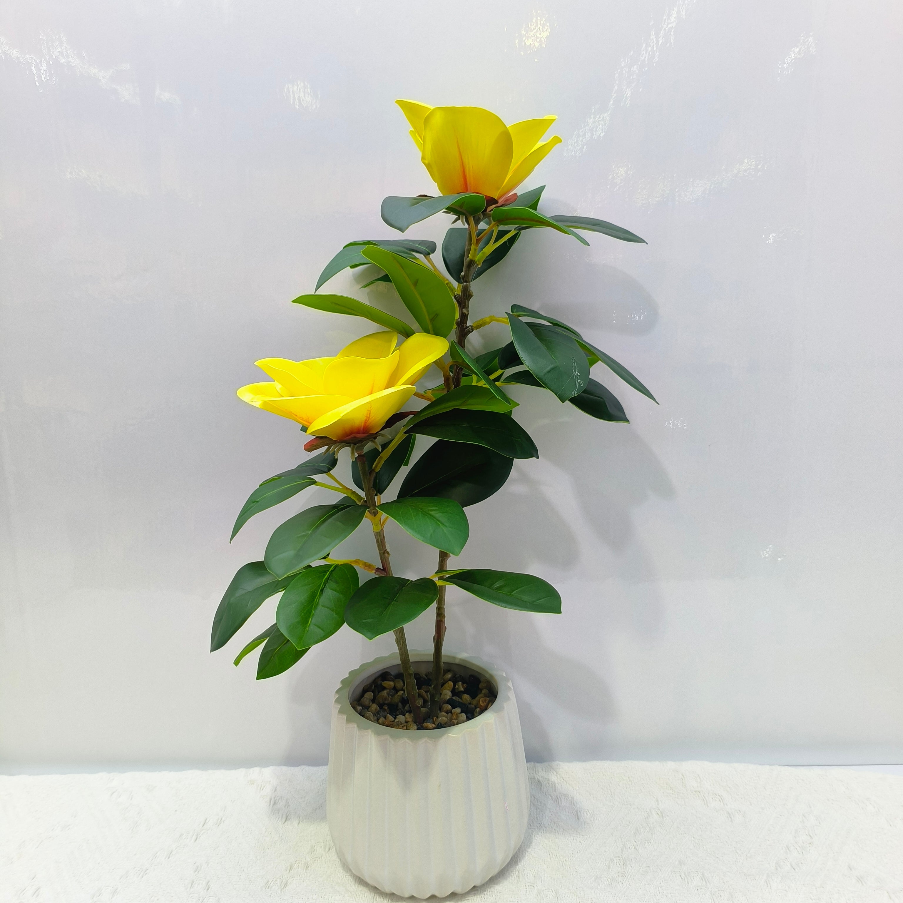 Lotus-Inspired Artificial Flower Plant - Yellow