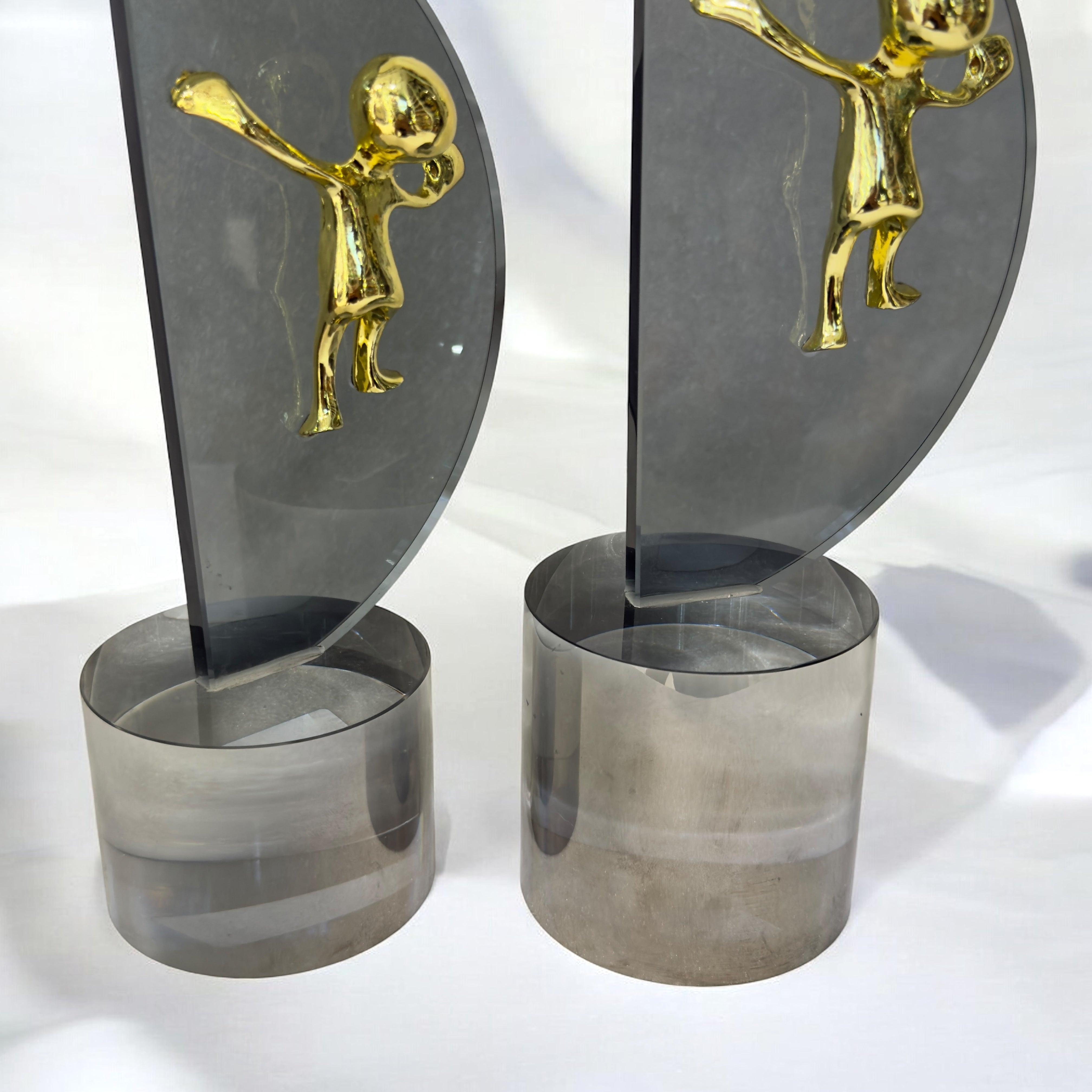 Golden Duo – Abstract Crystal & Iron Showpiece Set