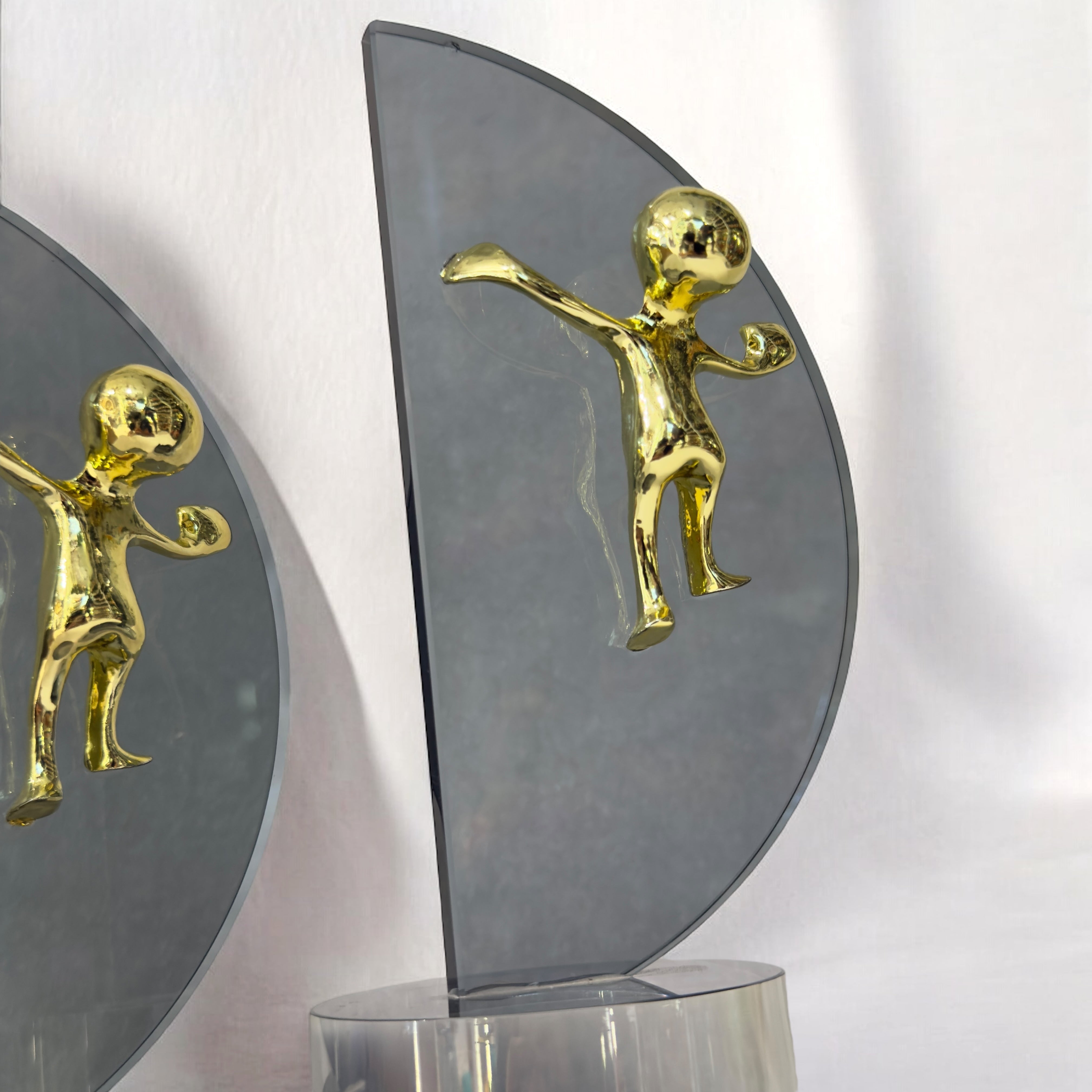 Golden Duo – Abstract Crystal & Iron Showpiece Set