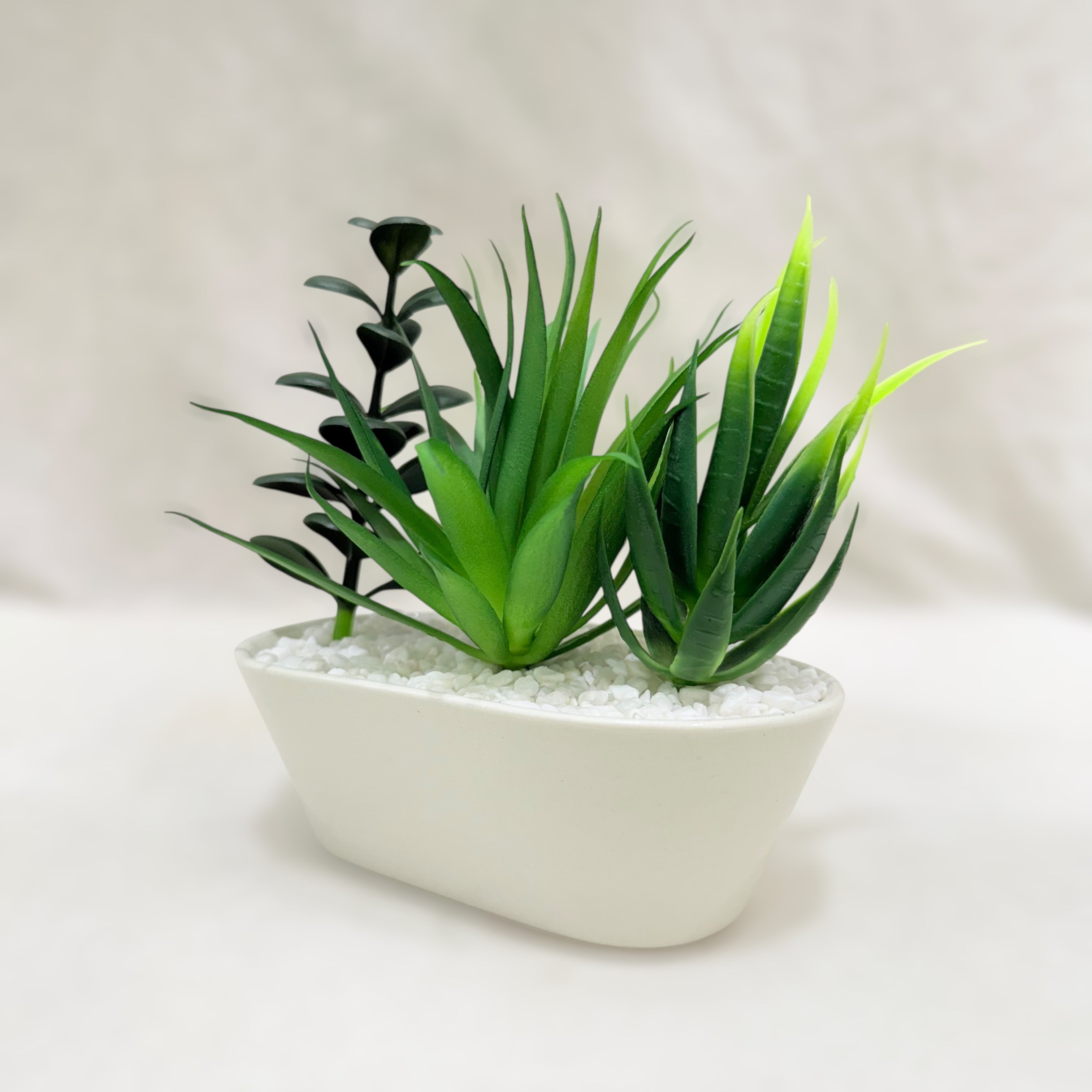 Elegant Duo Artificial Succulent Planter Set