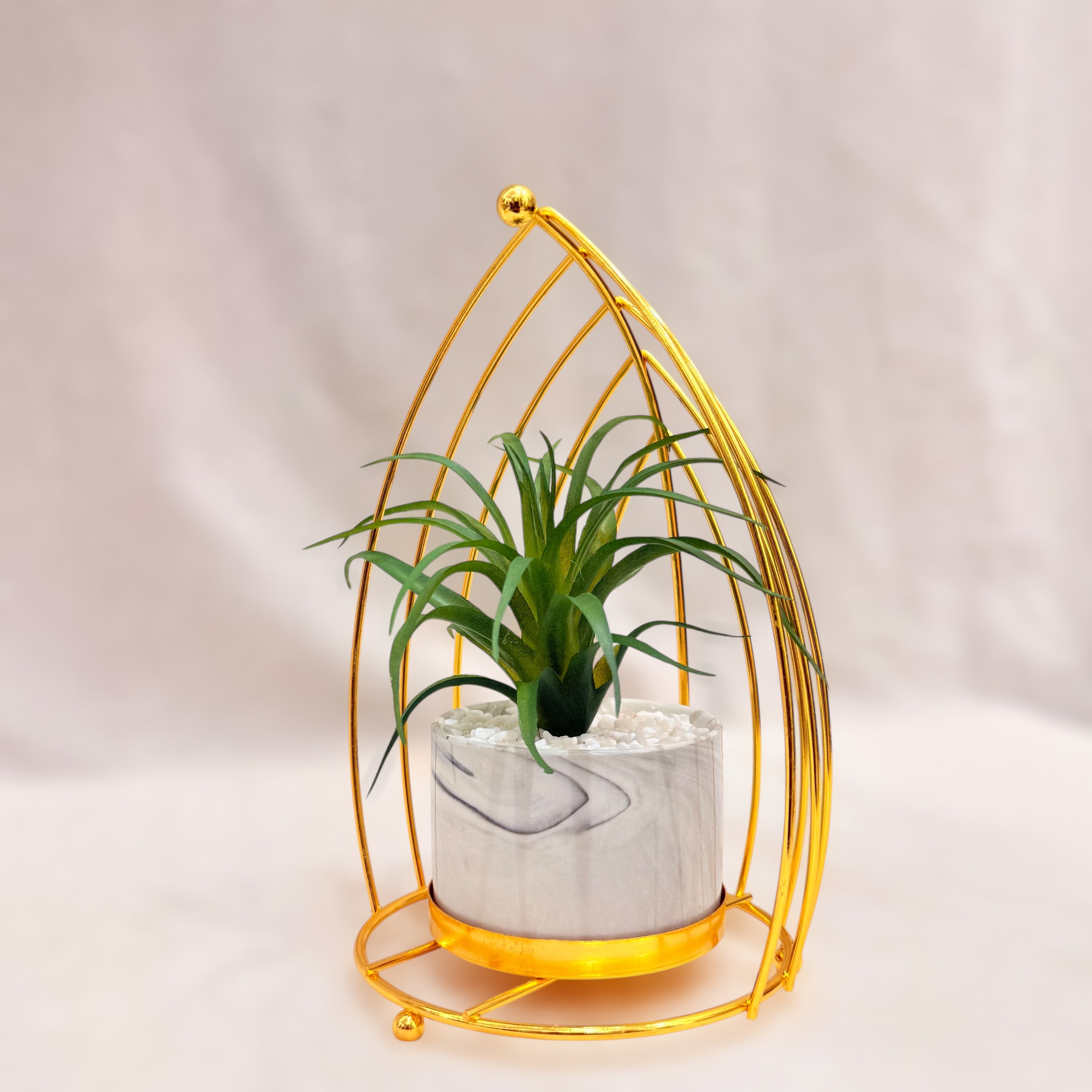 Artificial Succulent Plant Set - Marble Print Pot