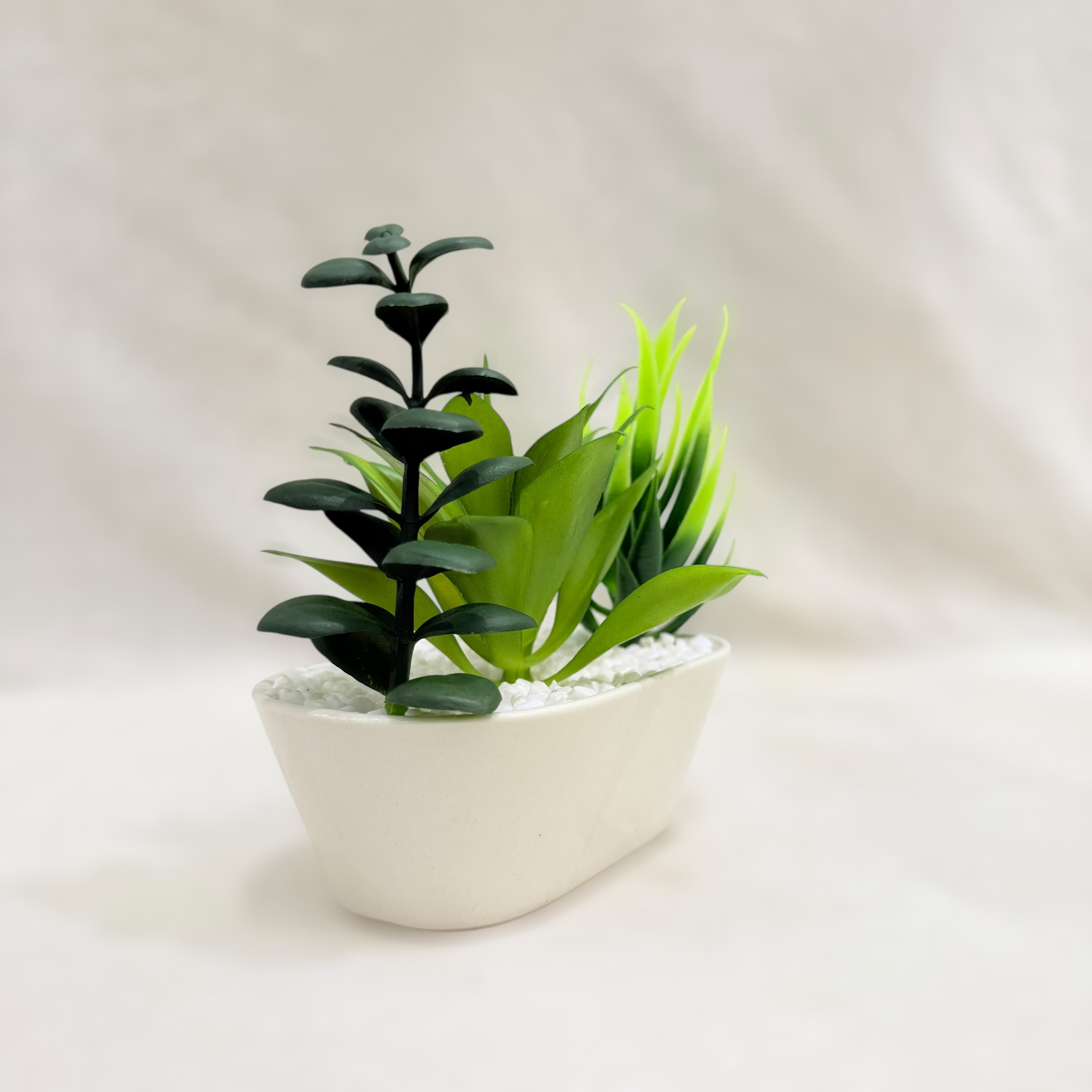Elegant Duo Artificial Succulent Planter Set