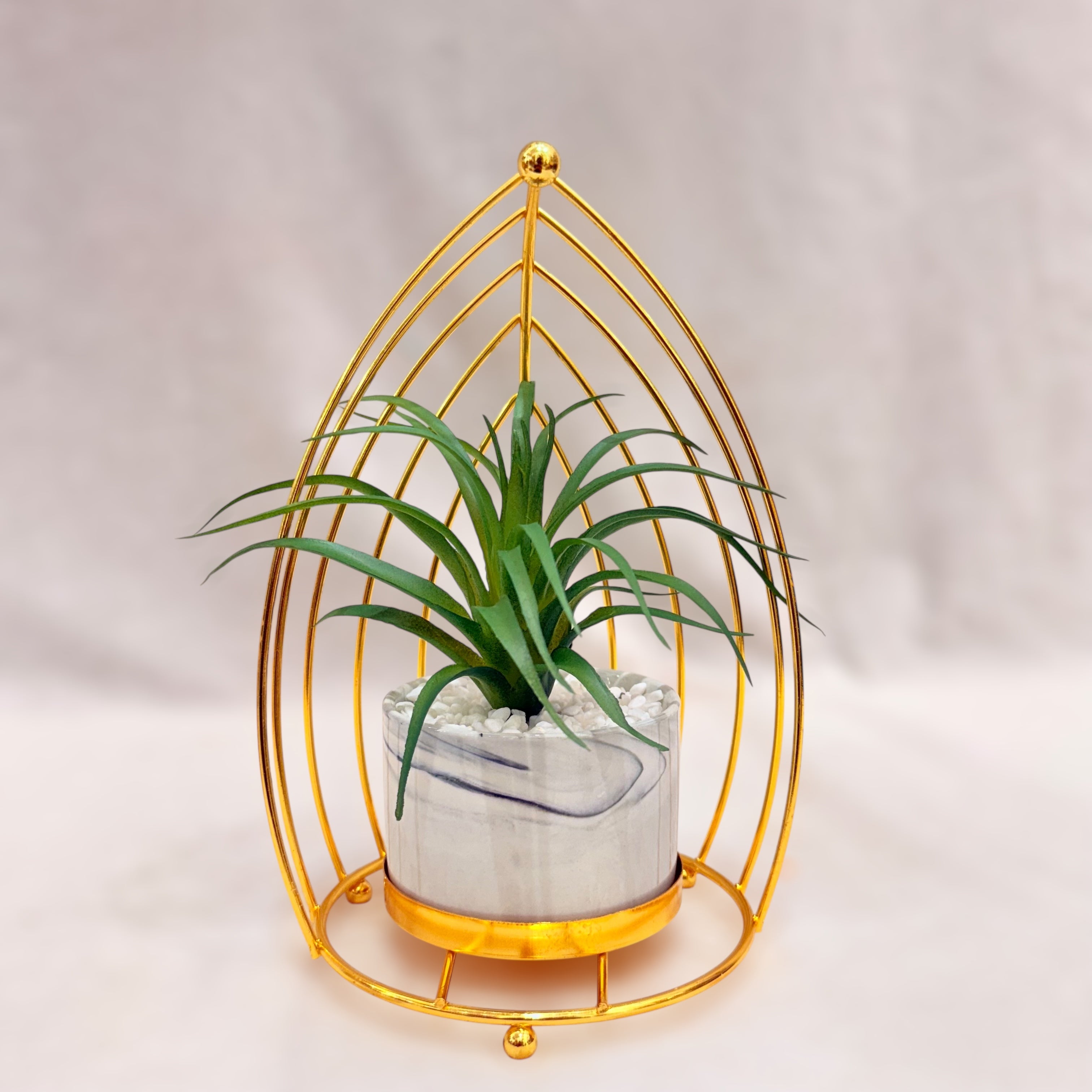 Artificial Succulent Plant Set - Marble Print Pot