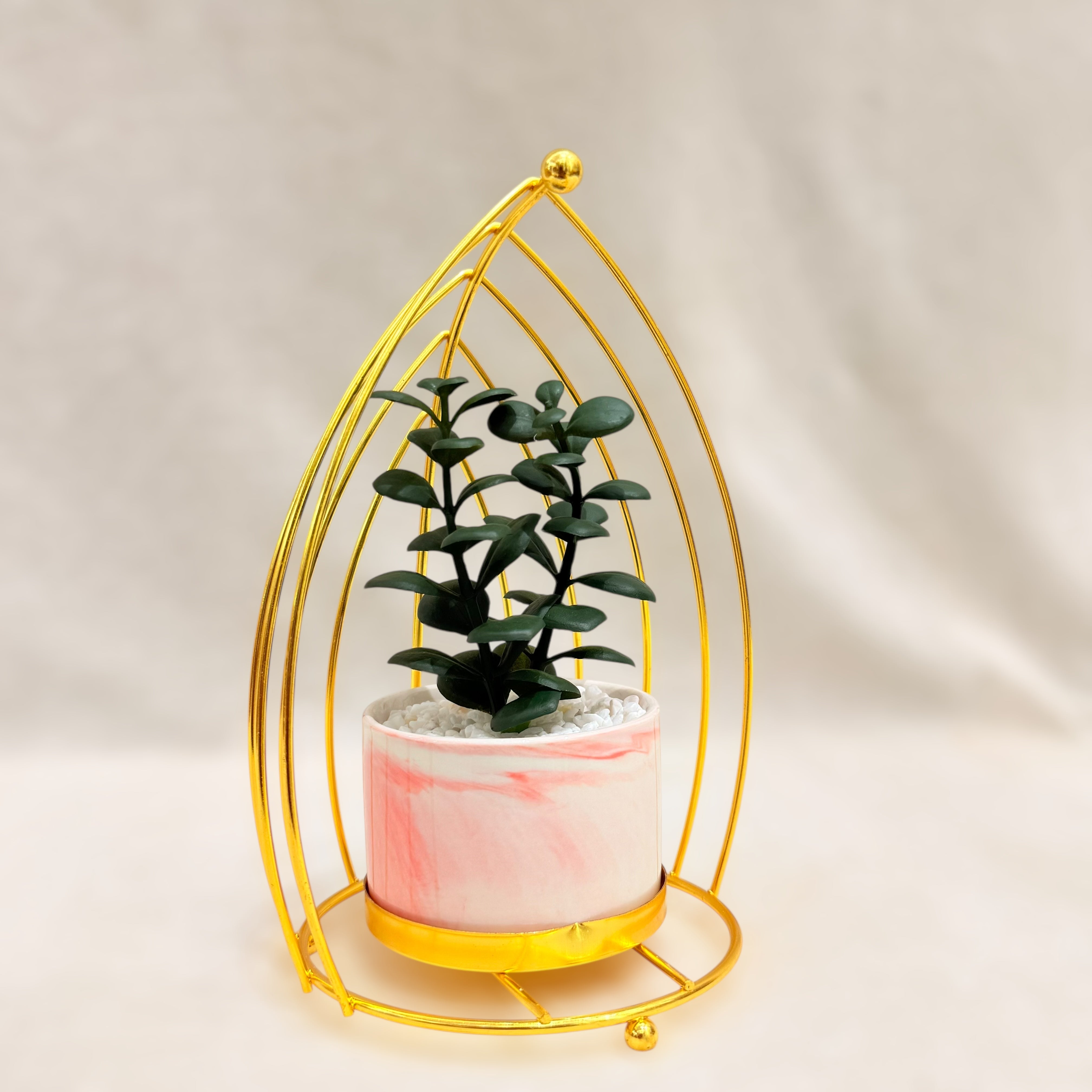 Artificial Succulent Plant Set - Marble Print Pot