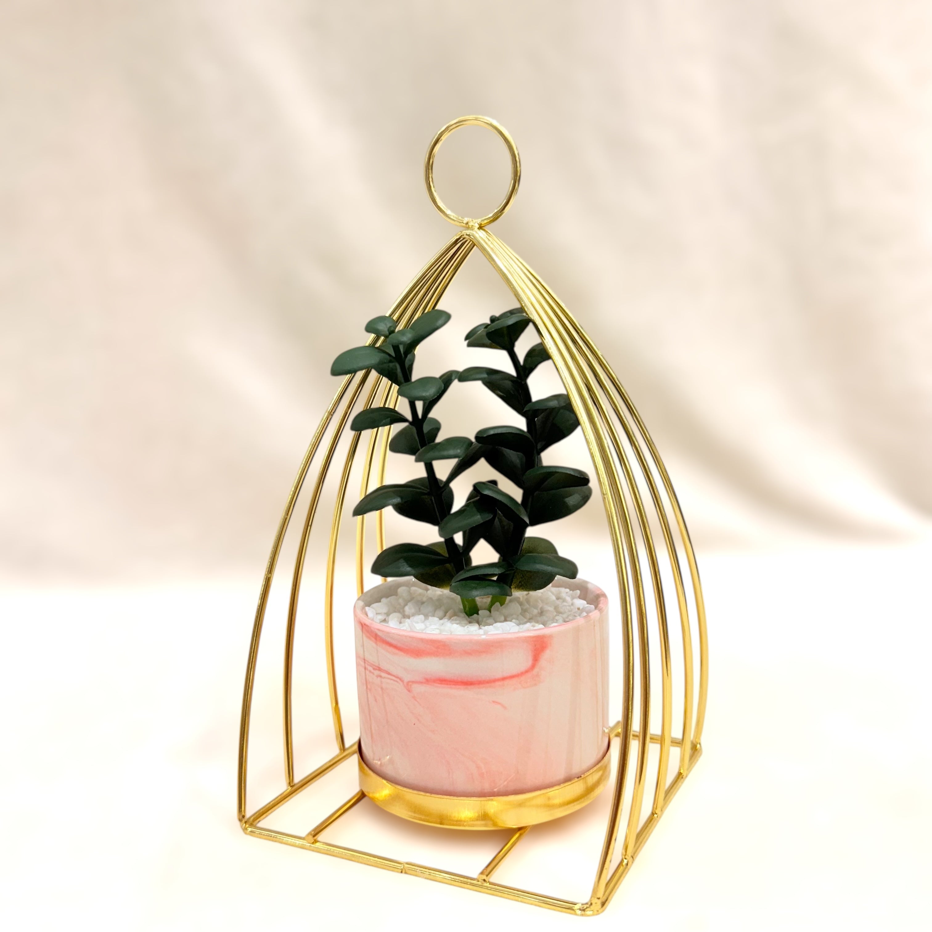 Golden Halo Duo Planters – Marble Pot Edition
