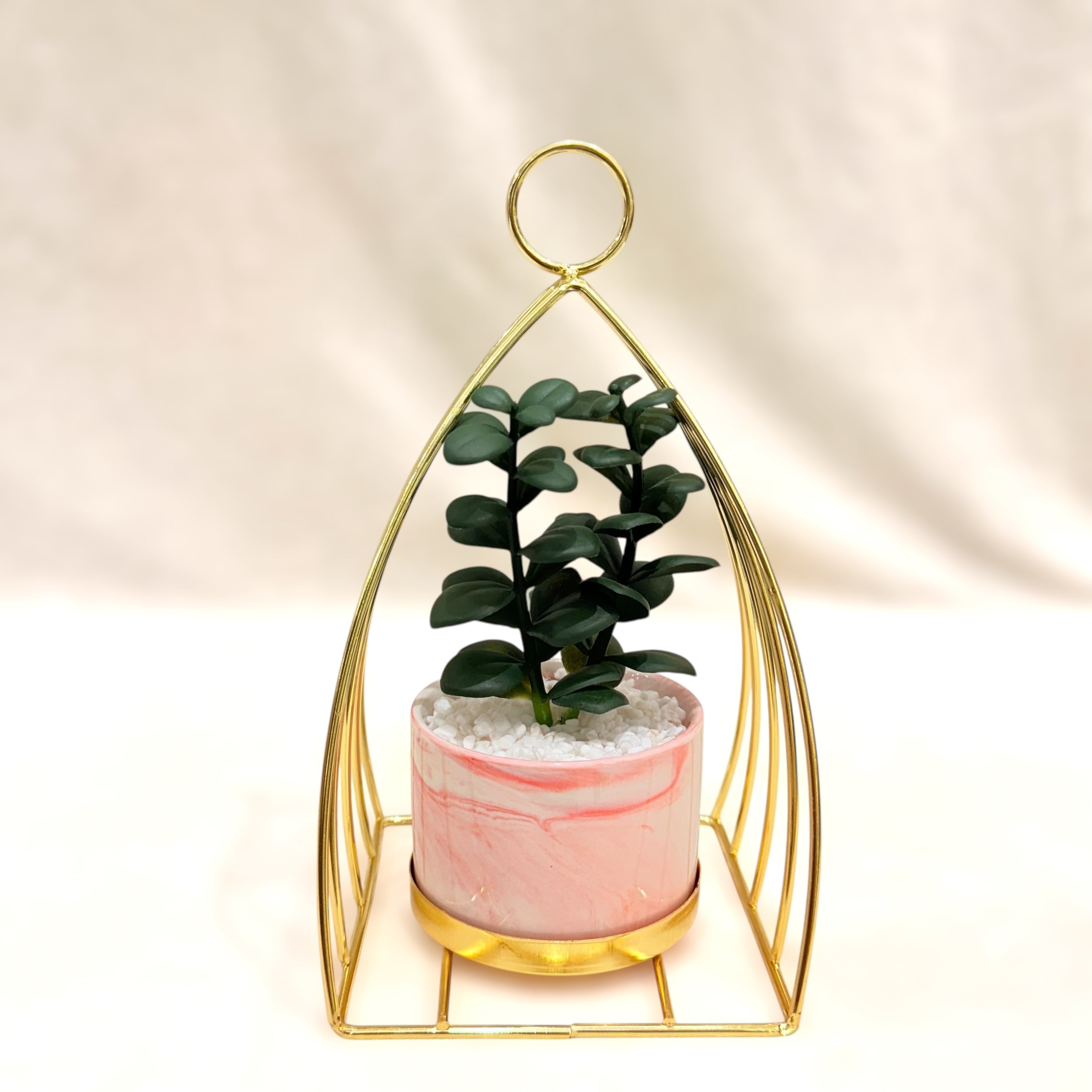 Golden Halo Duo Planters – Marble Pot Edition