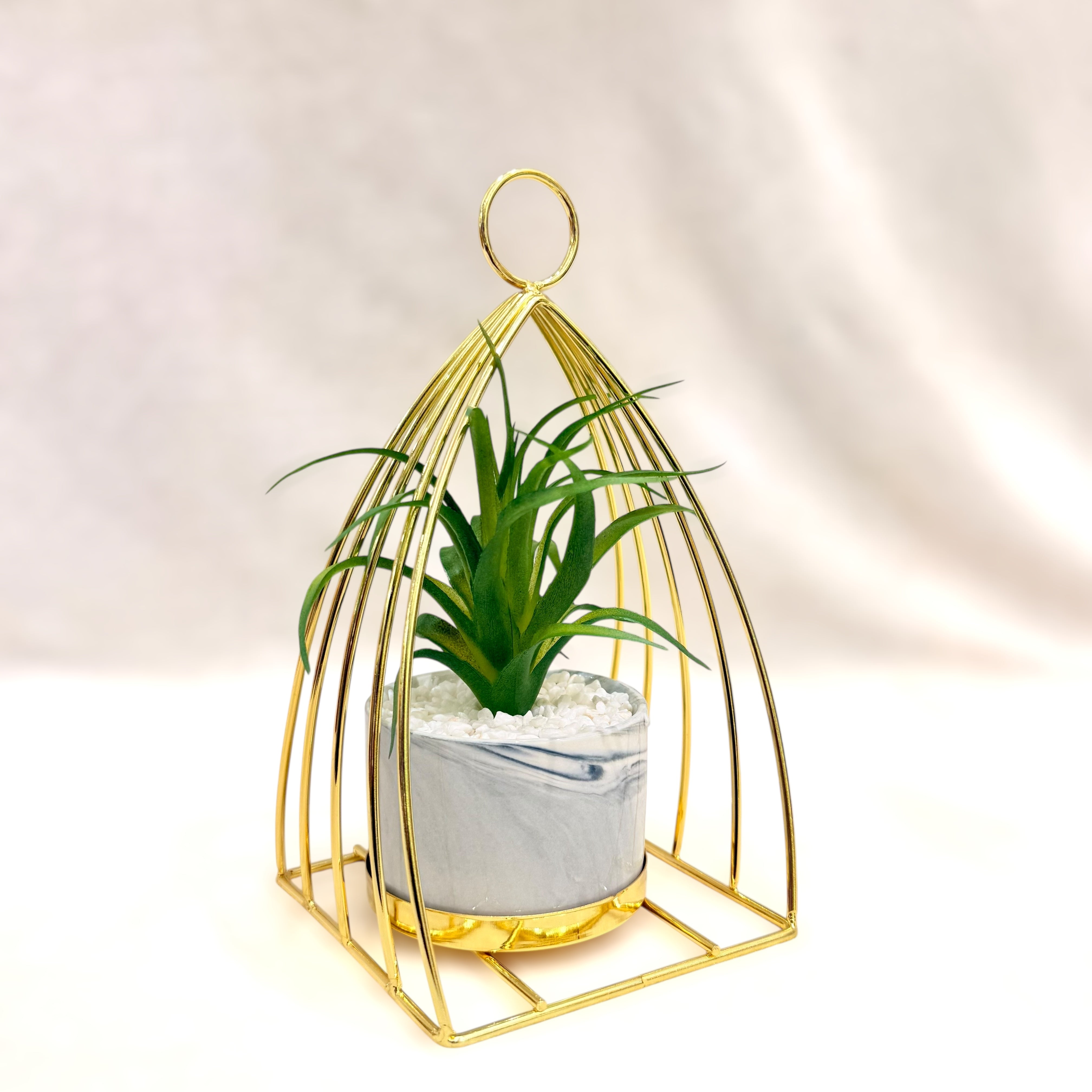 Golden Halo Duo Planters – Marble Pot Edition
